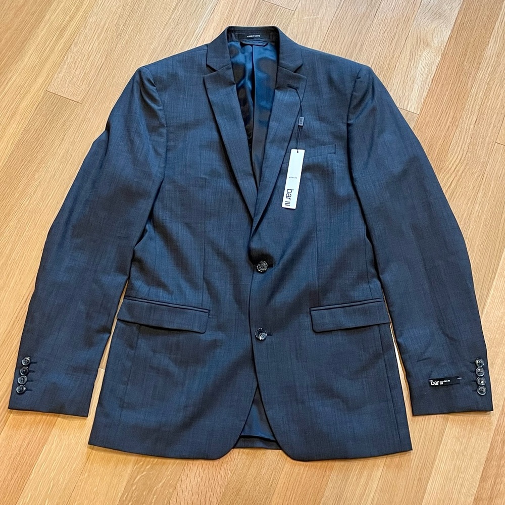 🆕 Bar III Slim Fit Charcoal Suit Jacket - 38L